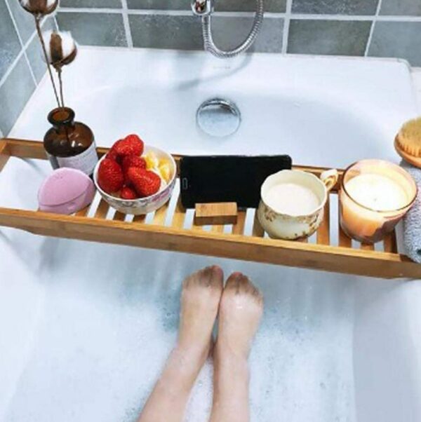 Expandable Bamboo Bathtub Comfort Tray - Image 2