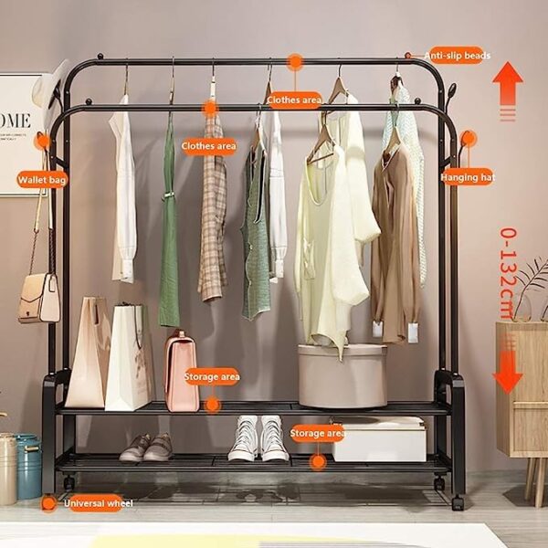 Clothing Garment Rack with Wheels - Image 2