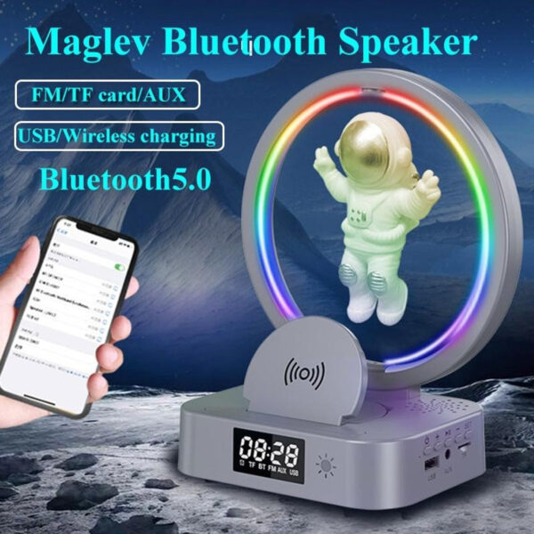 Magnetic Levitation Astronaut TWS Bluetooth Speaker Clock - Image 3