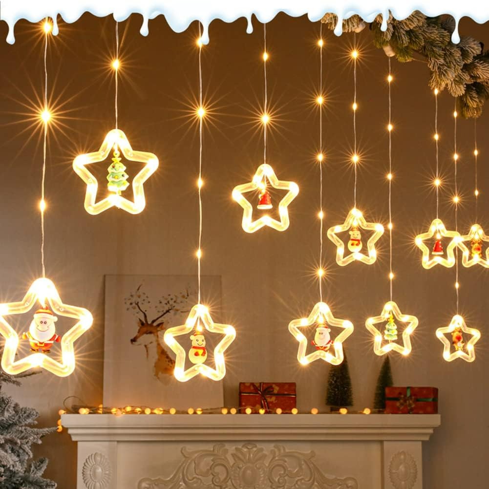 Star Window Curtain Lights With Pendants