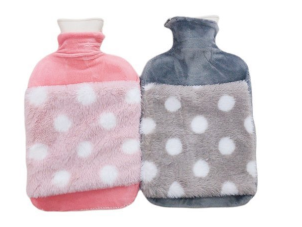 Luxurious Fluffy Plush Dot Hot Water Bottle (2L) - Image 5