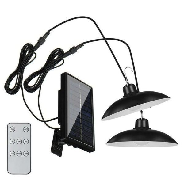 Solar LED Double Hanging Pendant Light - Image 3