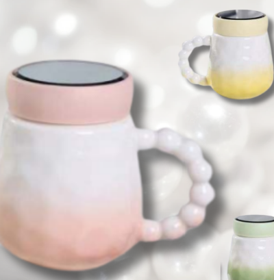 Glaze Ceramic Cup Simple With Lid (480ml)