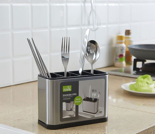 Stainless Steel Cutlery Storage Holder (4 Compartment) - Image 5