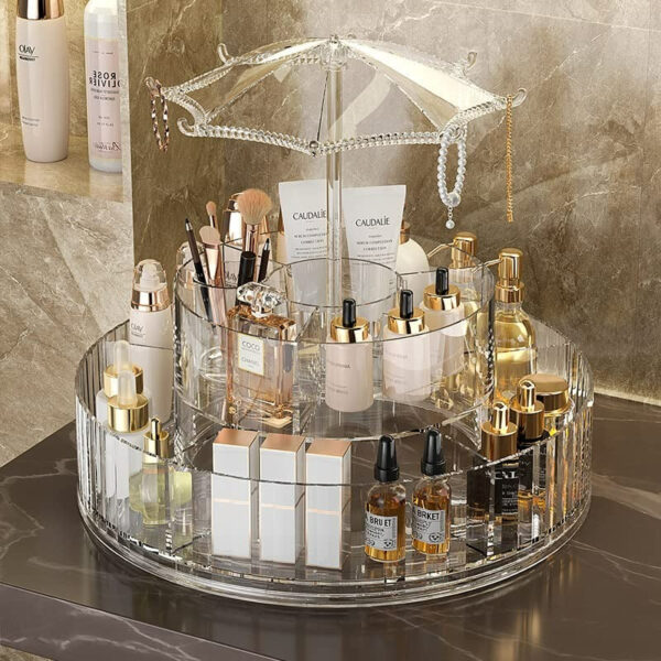 Rotating Make-Up Organiser With Umbrella Hook - Image 3