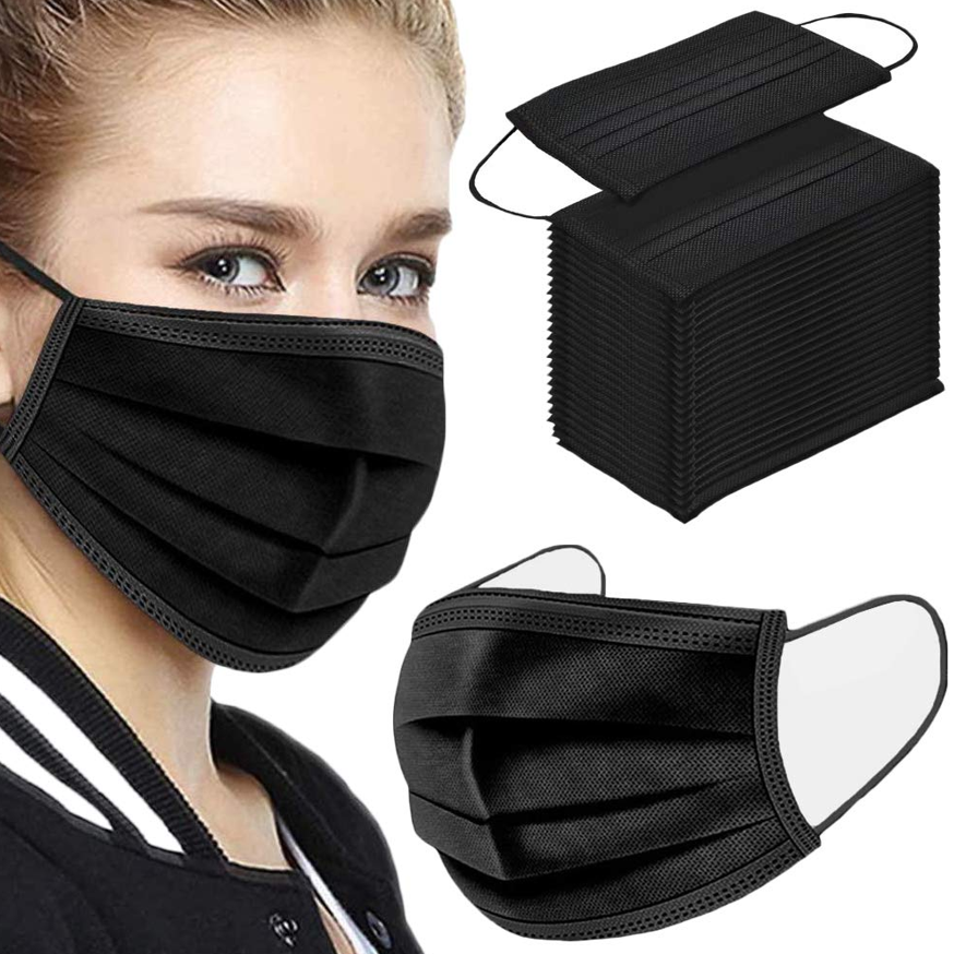 Disposable Black Face Masks (3-Ply)(50 pcs)