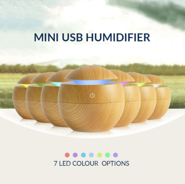 Mini Round LED Ultrasonic Aroma Humidifier (130ml) - Image 4