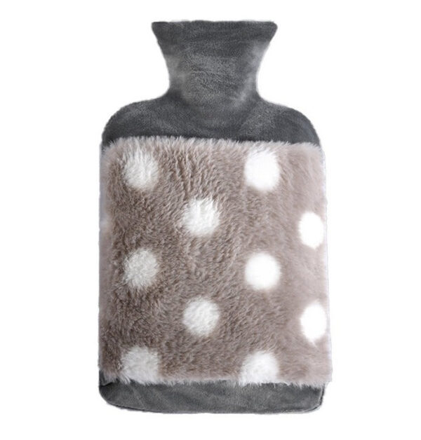 Luxurious Fluffy Plush Dot Hot Water Bottle (2L) - Image 3