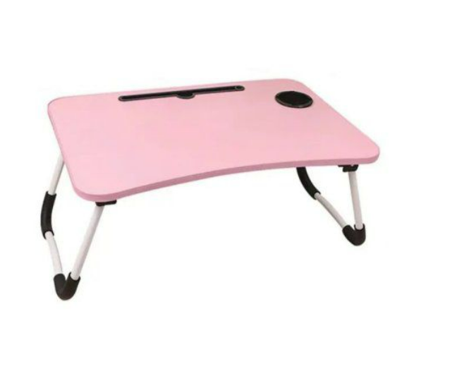 Portable Foldable Laptop Table With Drawer (Black)