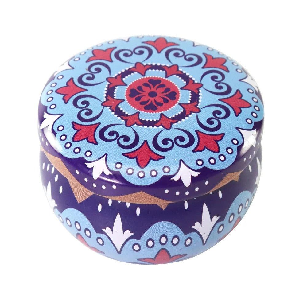 Vanilla Aroma Candle In Colourful Patterned Tin (65ml)