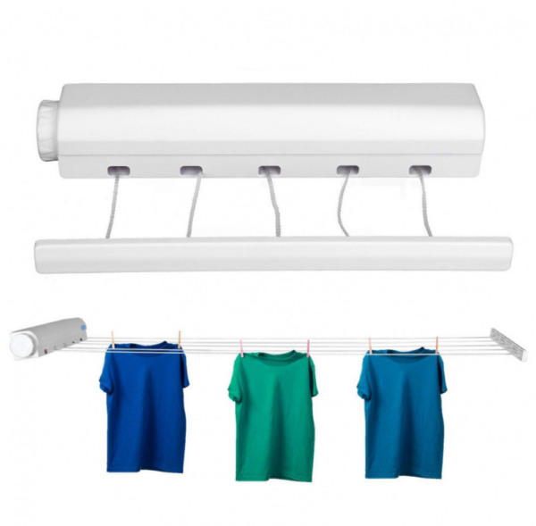 Retractable Clothes Drying Line with Hanger Clips