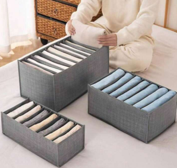 Partitioned Collapsible Cloth Storage Organiser Set (3 pcs)