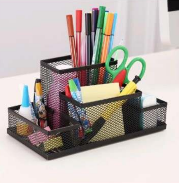 Mesh Metal Desk Stationery Organiser (4 Compartment) - Image 4