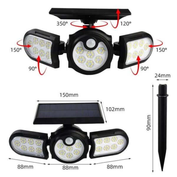 Three Head Induction Motion Sensor Light - Image 5