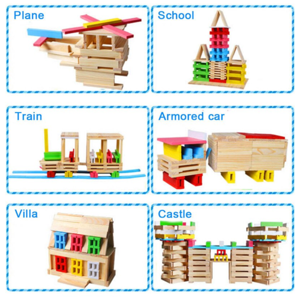 Wooden Model Building Blocks (150 pcs) - Image 3