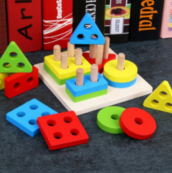 Wooden Sorting And Stacking Toy (Bright Colours)