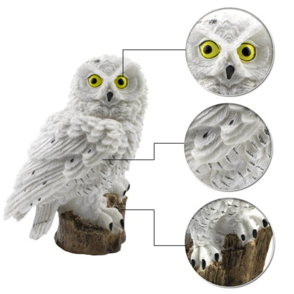 Owl Shape Light LED Solar Garden Light (White) - Image 4