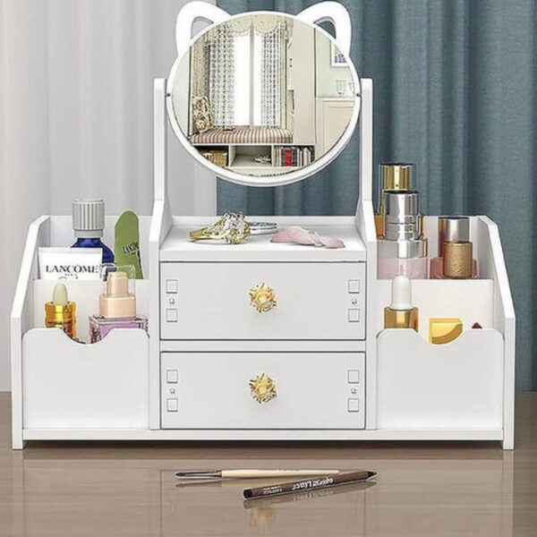 Mini Dressing Table Make-Up Cosmetic Organiser With Side Storage - Image 3