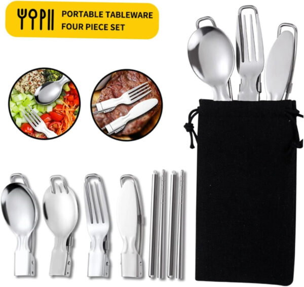 Folding Travel Tableware Cutlery Set (4 pcs) - Image 3