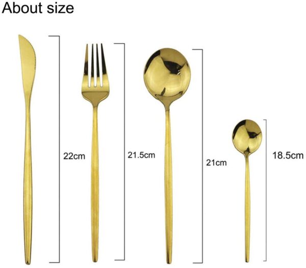 Polished Round Cutlery Set (24 pcs)(Gold) - Image 4