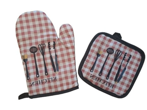 Check Oven Mitt And Potholder Set (Checkered)(2 pcs) - Image 4