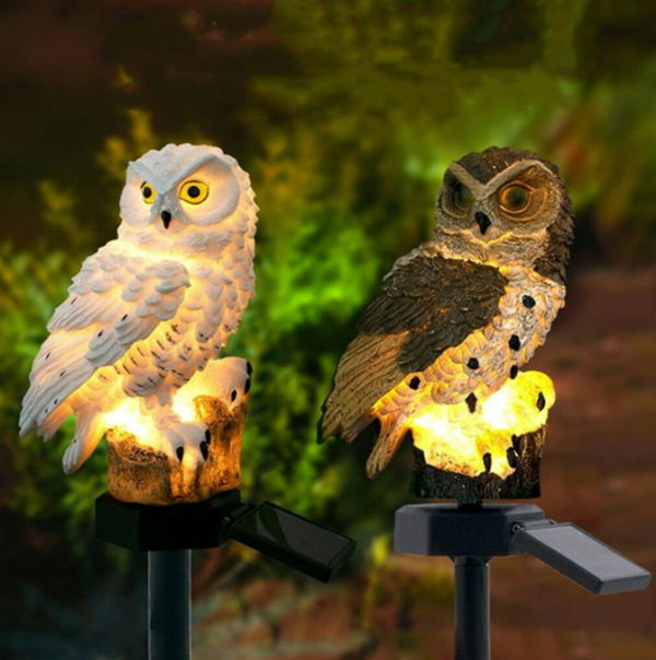 Owl Shape Light LED Solar Garden Light (White) - Image 3