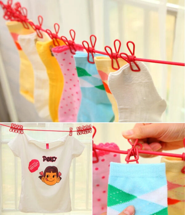 Portable Elastic Clothesline (12 clips)(1.8m) - Image 3