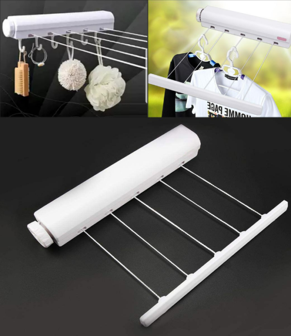 Retractable Clothes Drying Line with Hanger Clips - Image 4