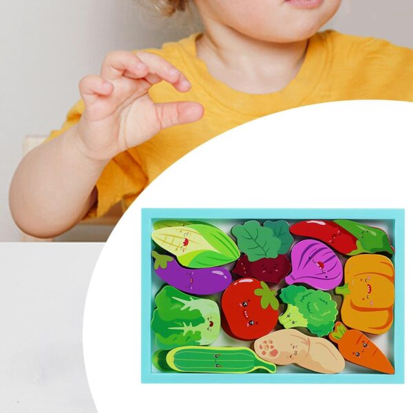 Wooden Montessori Learning Sorting Jigsaw Veggie Puzzle - Image 4