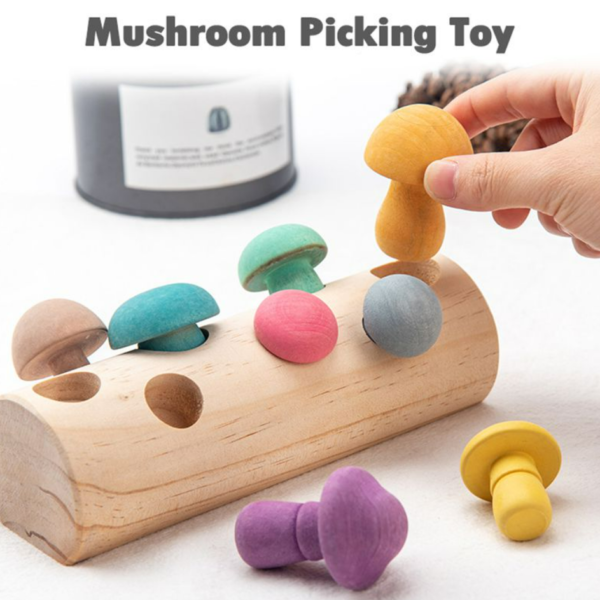 Wooden Mushroom Toys Picking Game