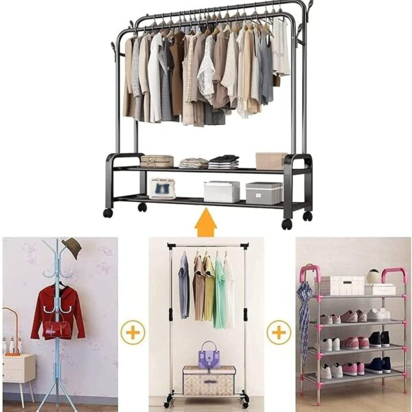 Clothing Garment Rack with Wheels - Image 3