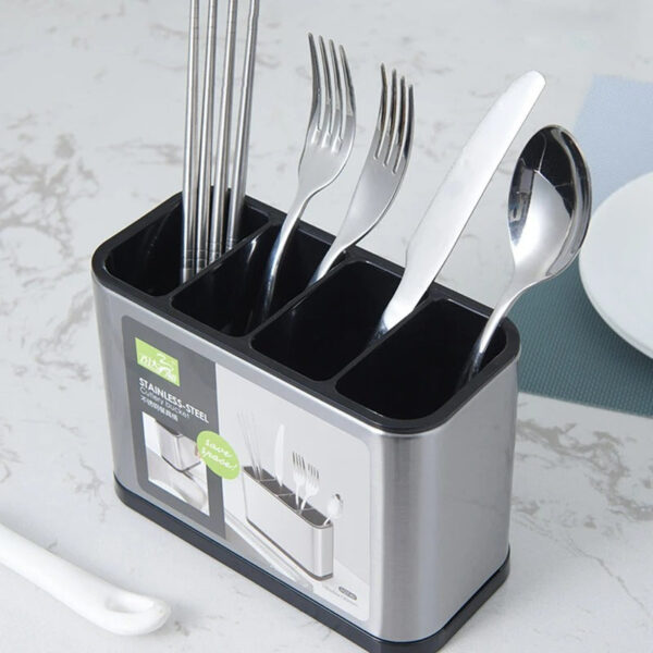 Stainless Steel Cutlery Storage Holder (4 Compartment)