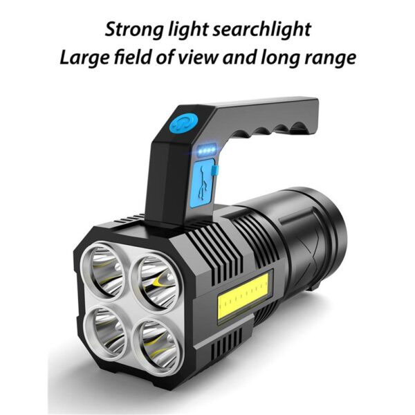 Super Bright 4 Core LED Flashlight with COB Side Light - Image 5