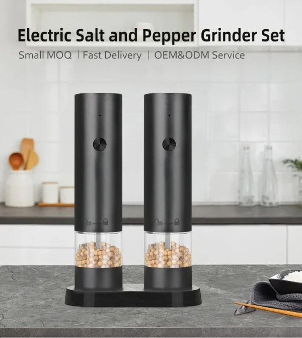 USB Rechargeable Electric Salt and Pepper Grinder Set - Image 3