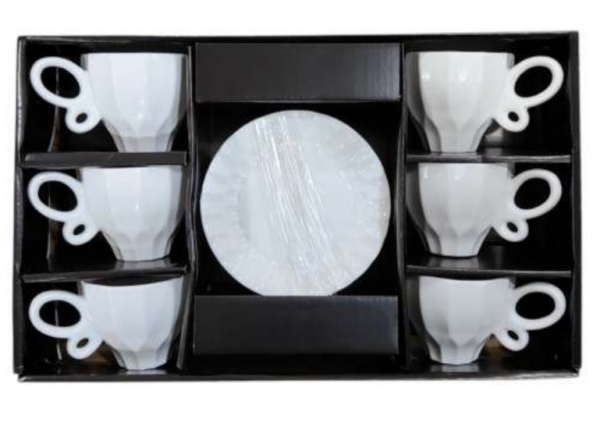 Porcelain Coffee or Tea Cups with Porcelain Saucers (12pcs)(200ml)(Design2)