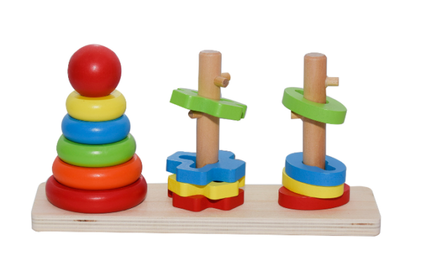 Rainbow Three Column Tower Wooden Educational Toy - Image 4