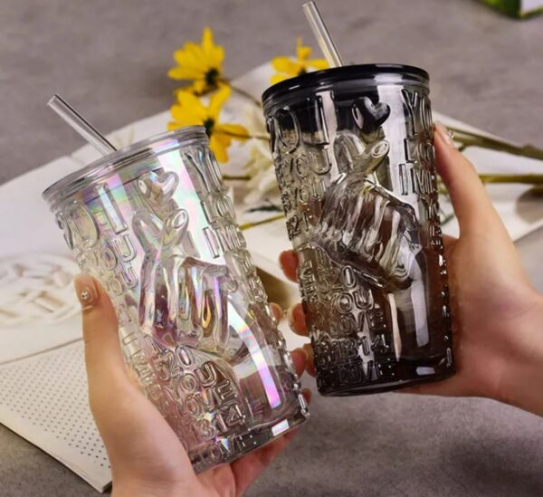 Elegant Aesthetic Glass Tumbler Mug (430ml)(Each) - Image 3