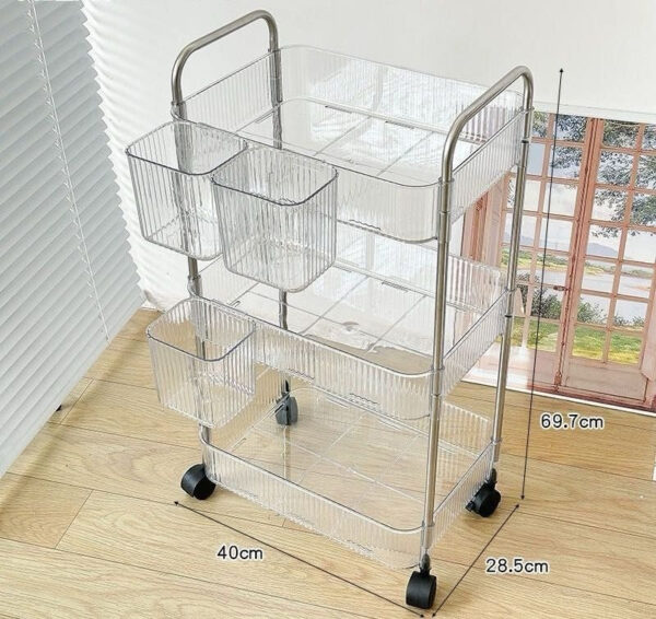 3 Tier Multi-Use Home Storage Acrylic Trolley - Image 3