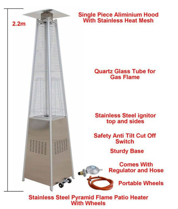 Stainless Steel Gas Flame Pyramid Patio Heater - Image 4