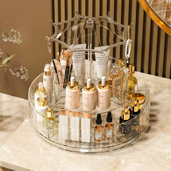 Rotating Make-Up Organiser With Umbrella Hook