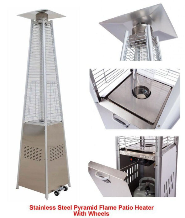 Stainless Steel Gas Flame Pyramid Patio Heater - Image 3