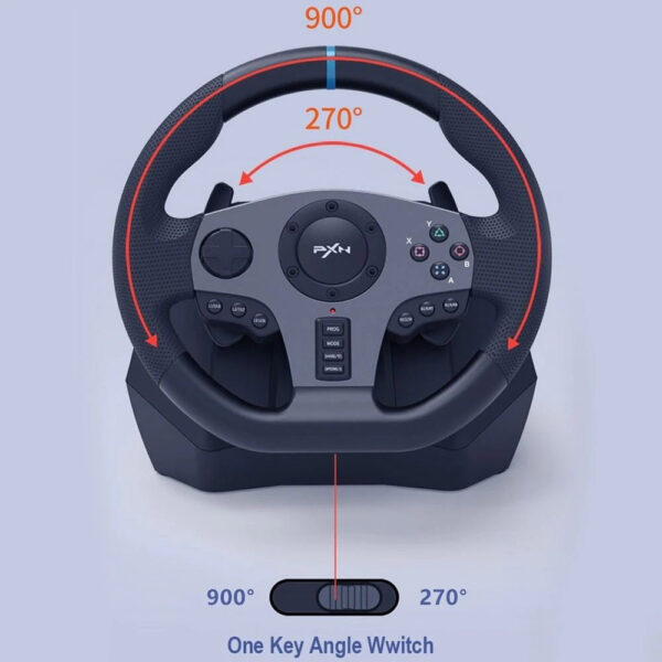 Gaming Steering Wheel with 3 Pedals and Gear Shifter - Image 3