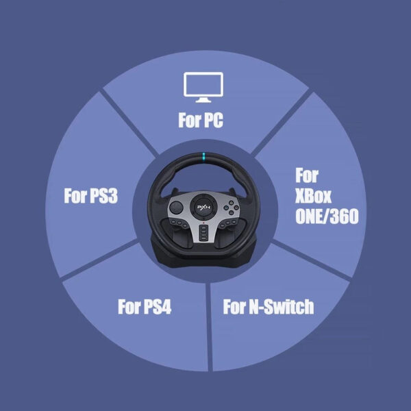 Gaming Steering Wheel with 3 Pedals and Gear Shifter - Image 5