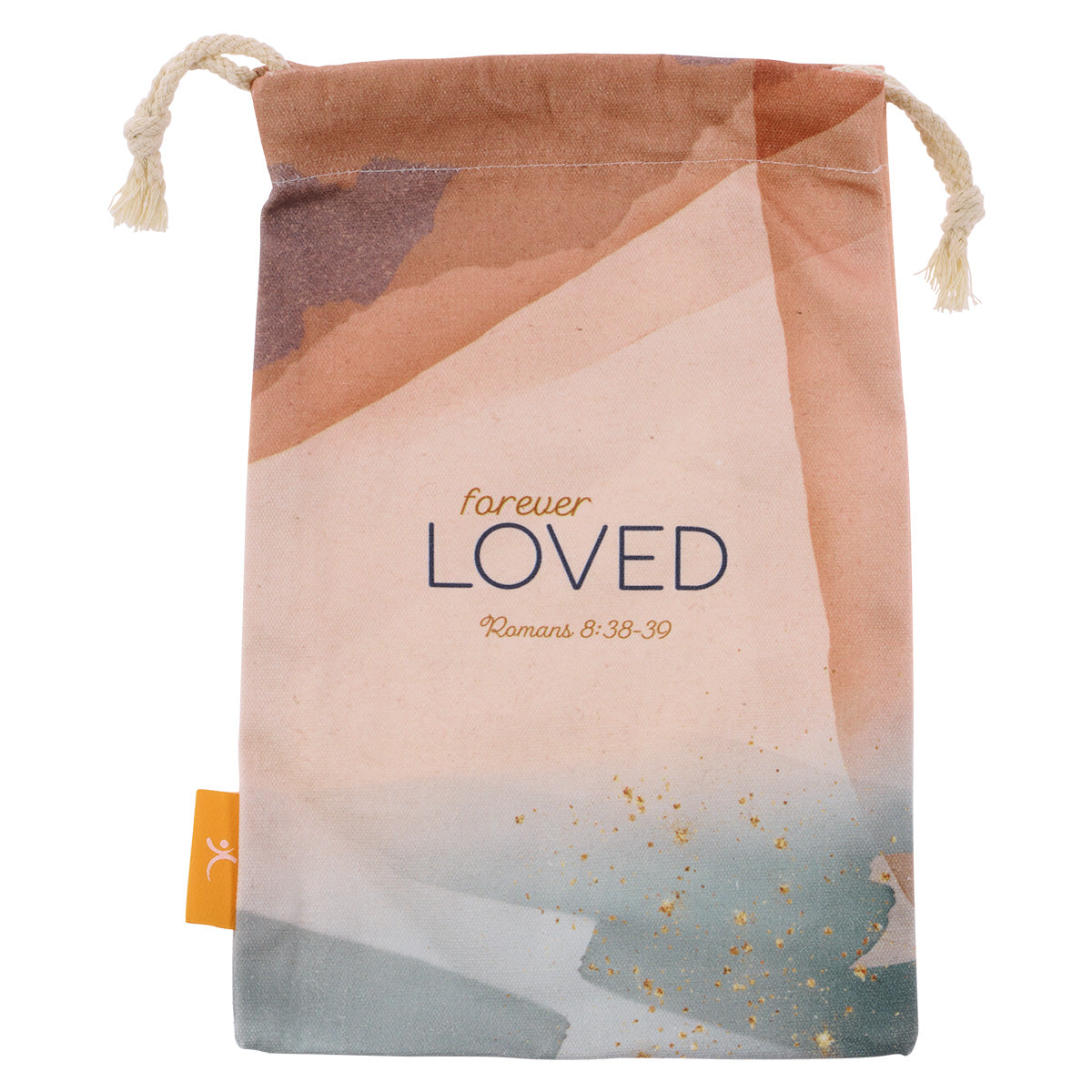 Forever Loved Small Cotton Drawstring Bag – Romans 8:38-39